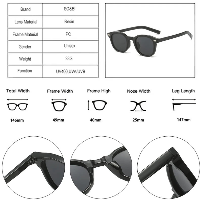 SO&EI Vintage Square Punk Women Sunglasses Fashion Yellow Blue Eyewear Shades UV400 Men Trending Rivets Oval Sun Glasses