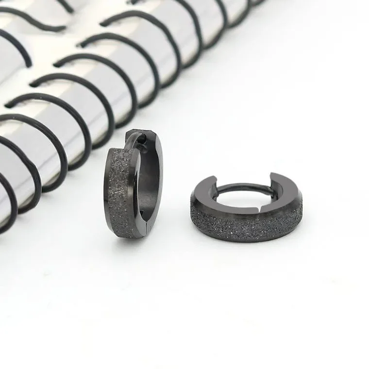 Huggie Hoop Earrings For Men Women Black Punk Stainless Steel Titanium Small Circle Round Gothic Fashion Piercing Jewelry Gifts