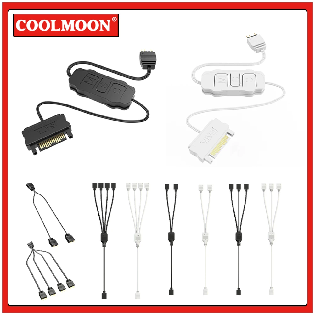 Pc,fans,sata,argb Controller, 5v,3ピン用のコントローラーケーブル