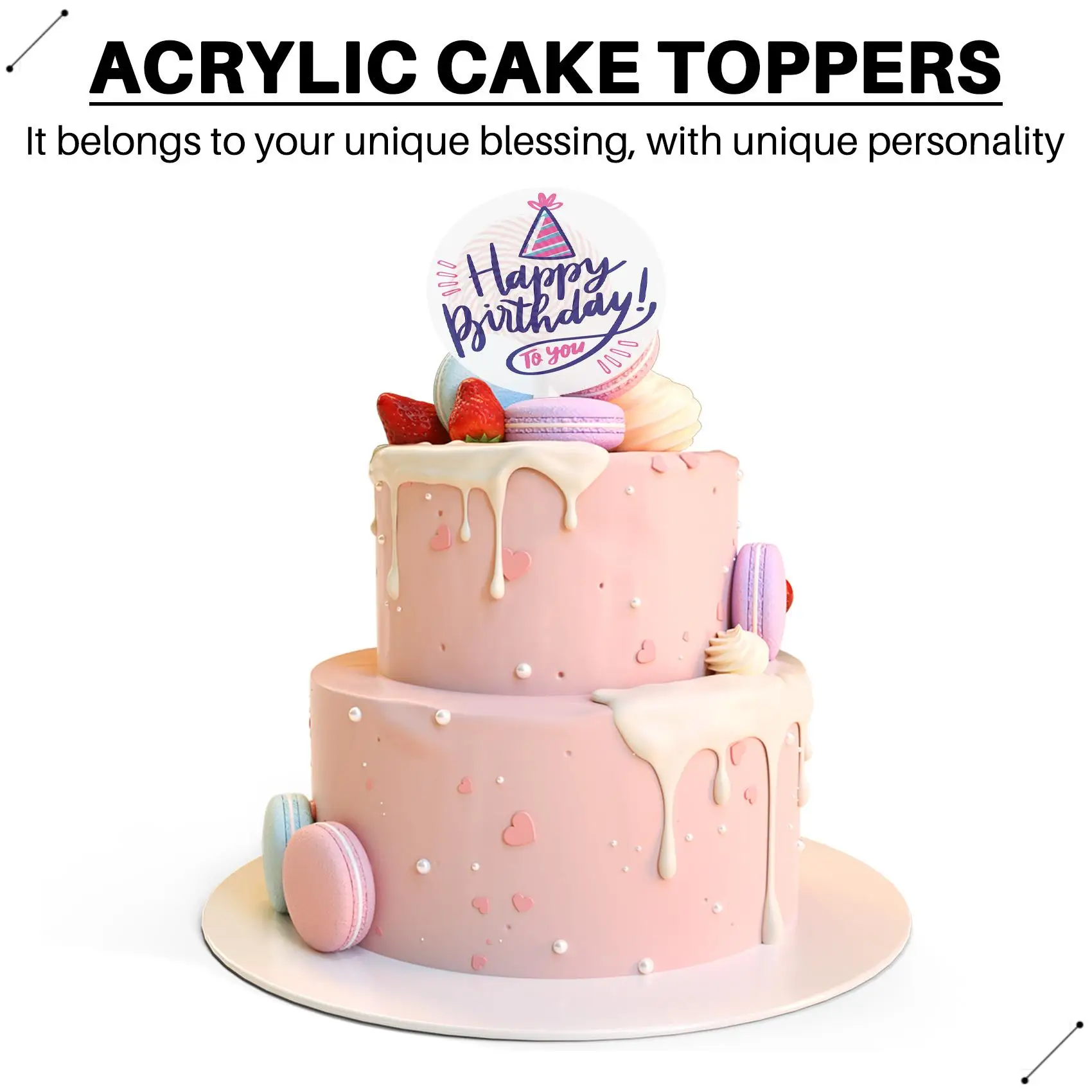 Round Acrylic Cake Toppers Clear Blank Circle DIY Cake Topper Blanks For Custom Wedding And Birthday Party Cake Decor