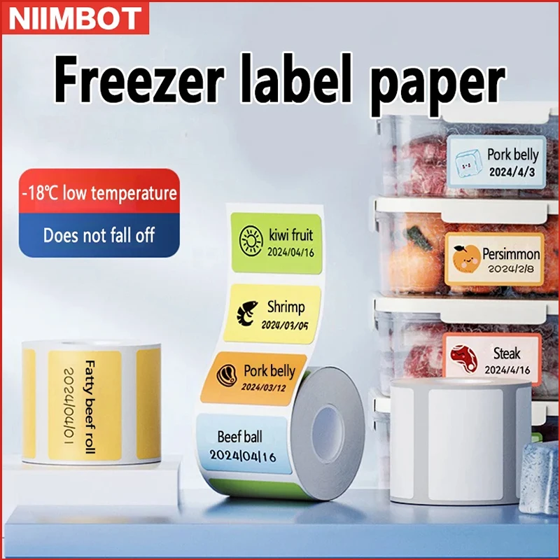 Niimbot Frozen Label Paper For B1 B21 Niimbot Mini Portable Thermal Printer Adhesive Waterproof Anti-Oil kitchen Color Sticker