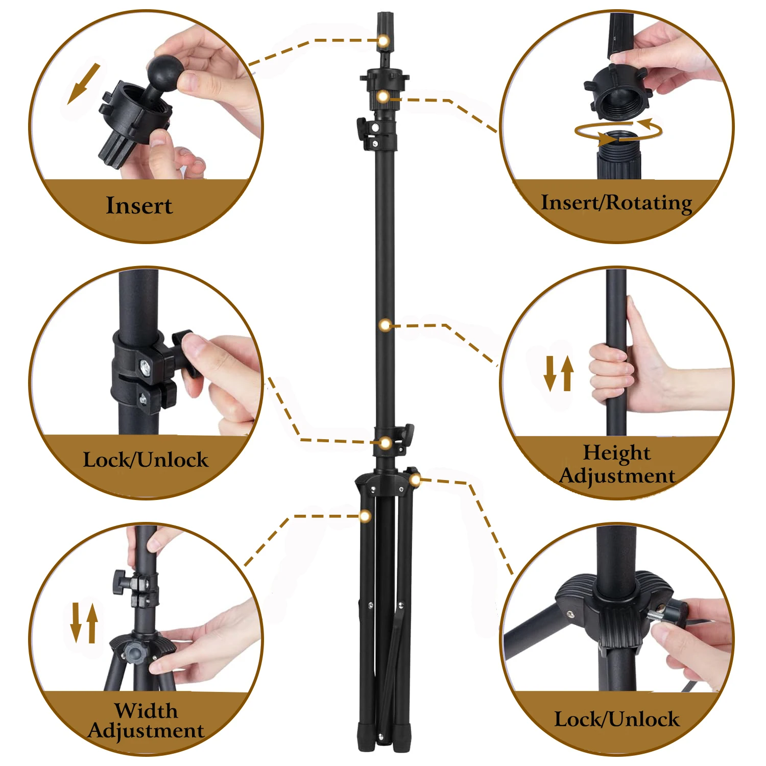 Canvas Wig Stand with Tripod Head
