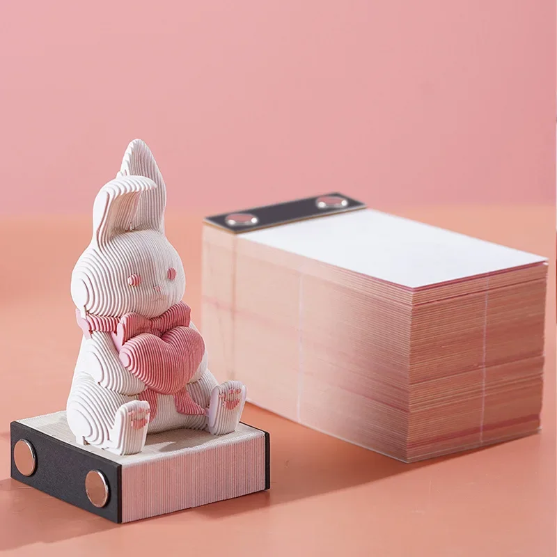 Creative Multi-function Memo Pad  Notepad 3D Stereo Rabbit Note Art Hary Custom Block Note Friend Gift Office School Tool 2023