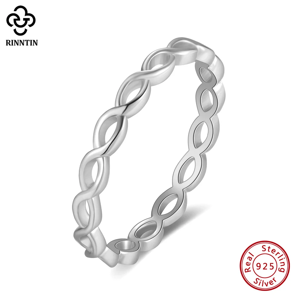 

Rinntin Minimalism Twisted Rings for Women Girls 925 Sterling Silver Wedding Promise Simple Band Rings Jewelry APR27