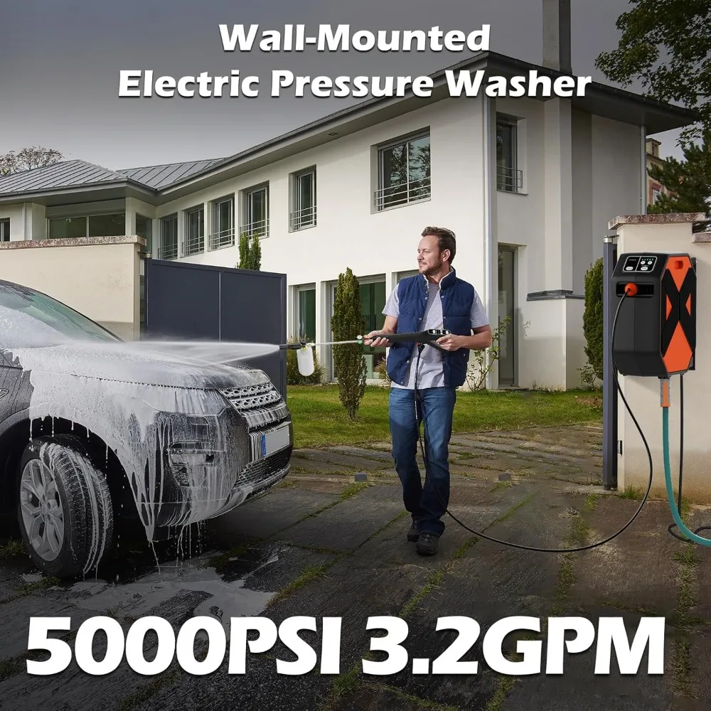 Electric Pressure Washer Wall Mounted Pressure Washer Power Washers Electric Powered 5000 PSI 3.2 GPM