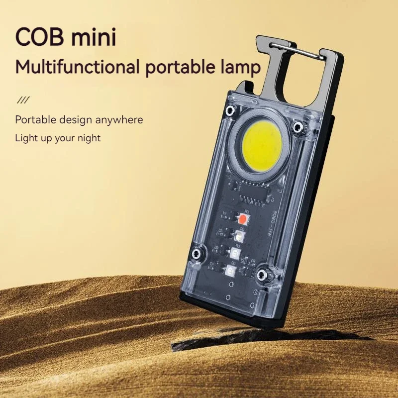 Mini torcia portachiavi a LED torcia da lavoro portatile lanterna apribottiglie multifunzione impermeabile a luce forte esterna con magnete