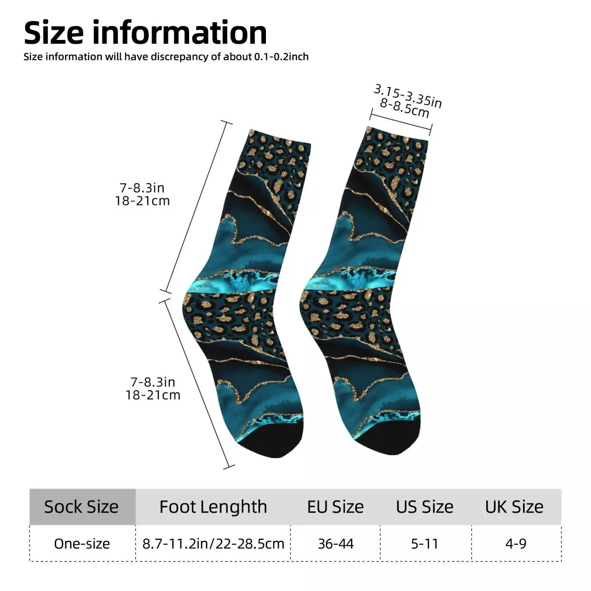 Teal & Gold Leopard Agate Unisex Winter Socks Running Happy Socks street style Crazy Sock