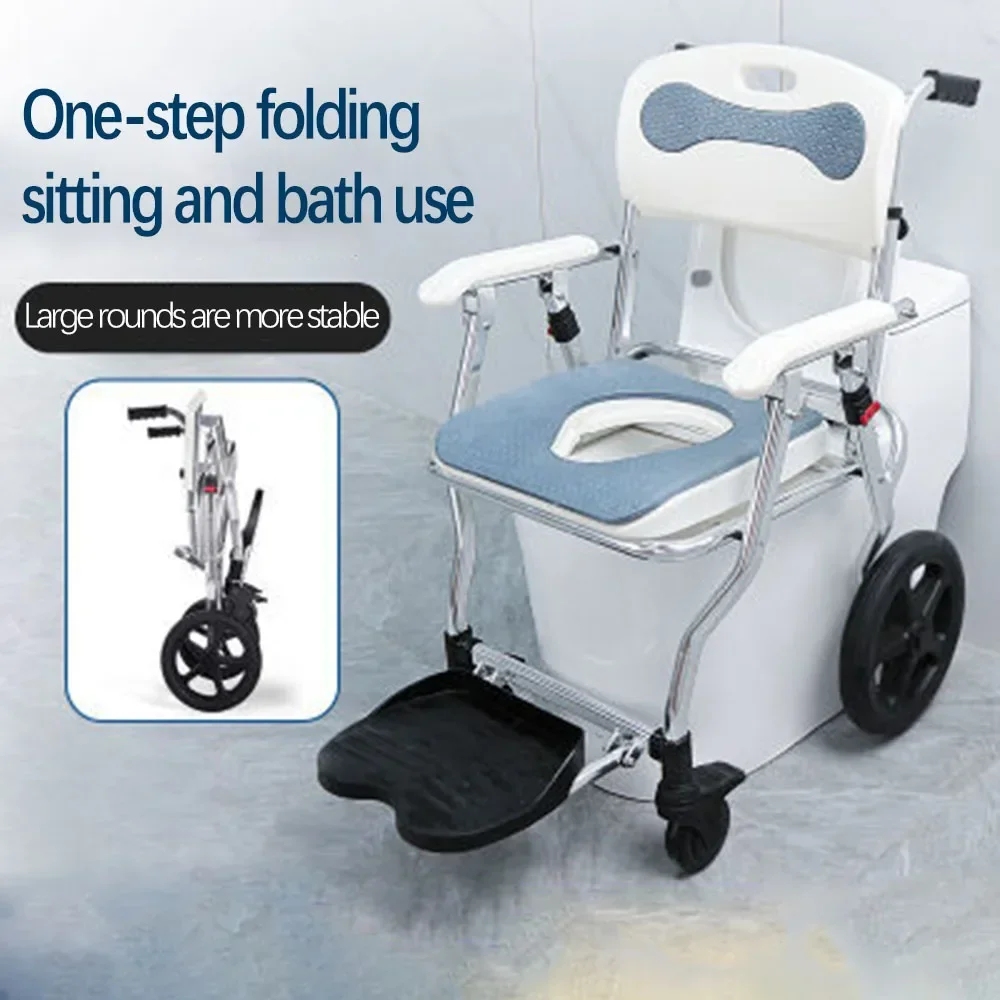 Adjustable Bath Bench with Backrest and Armrests, Portable Shower Chair for The Elderly and Disabled, Commode Stool Shower Stool