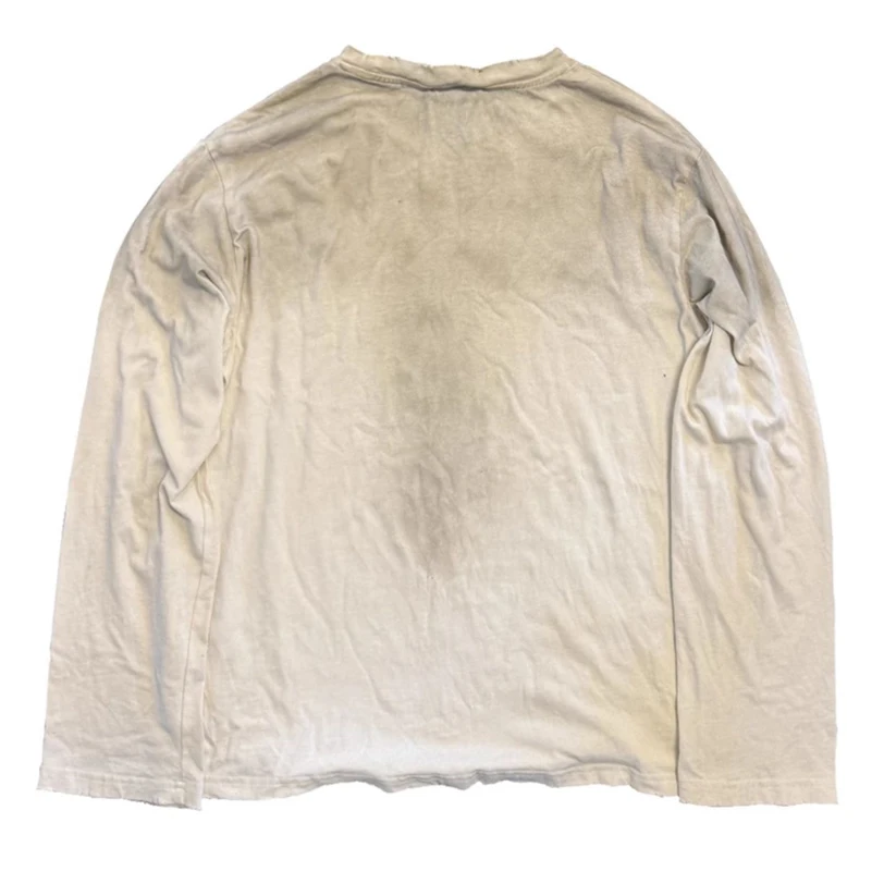 Letter Graffiti Graphic Dirty Washed T-shirts Vintage Long Sleeve T Shirts Loose Casual Tee Tops Unisex Retro Tshirts Y2K