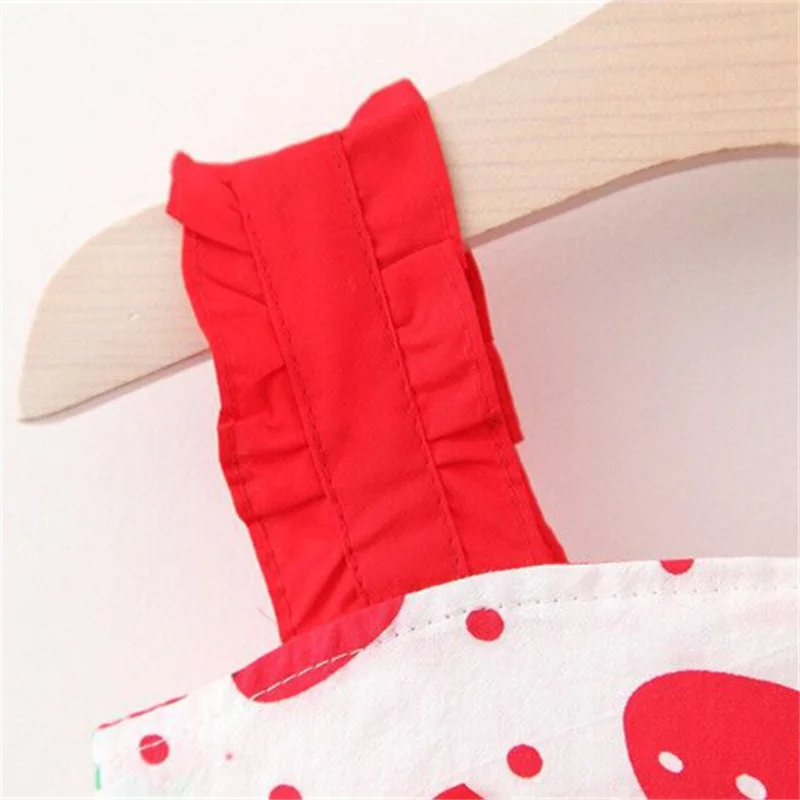 Baby Girl Dress Summer Cute Strawberry Print Dress Bow Beautiful Baby Girl Dress (0-3 Years Old)