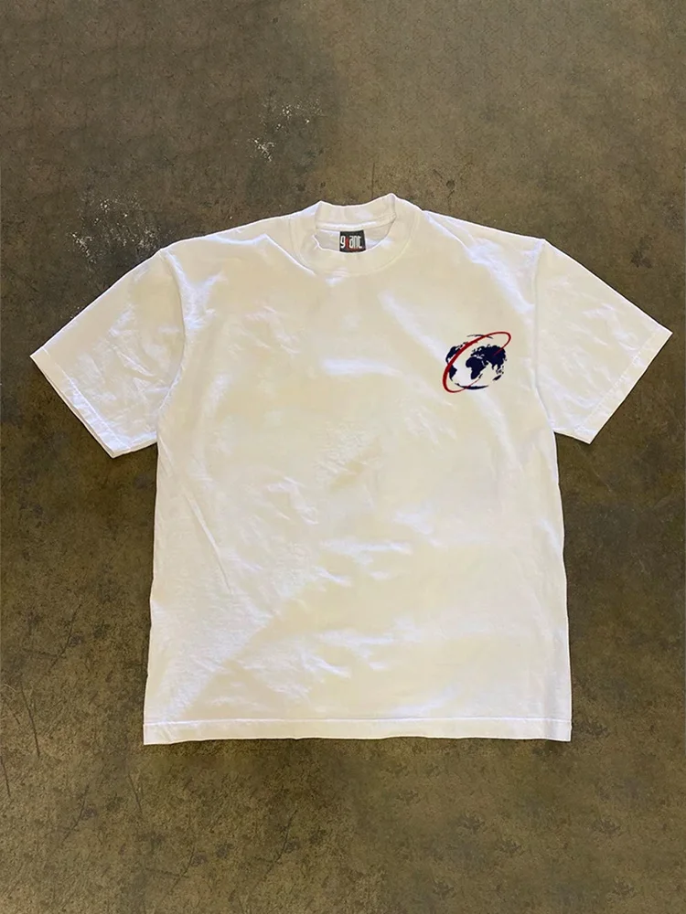 Loose Fit Cotton T-Shirt Men's Short Sleeve Double Thread Pure Cotton Heavyweight Casual Summer Top for Couples