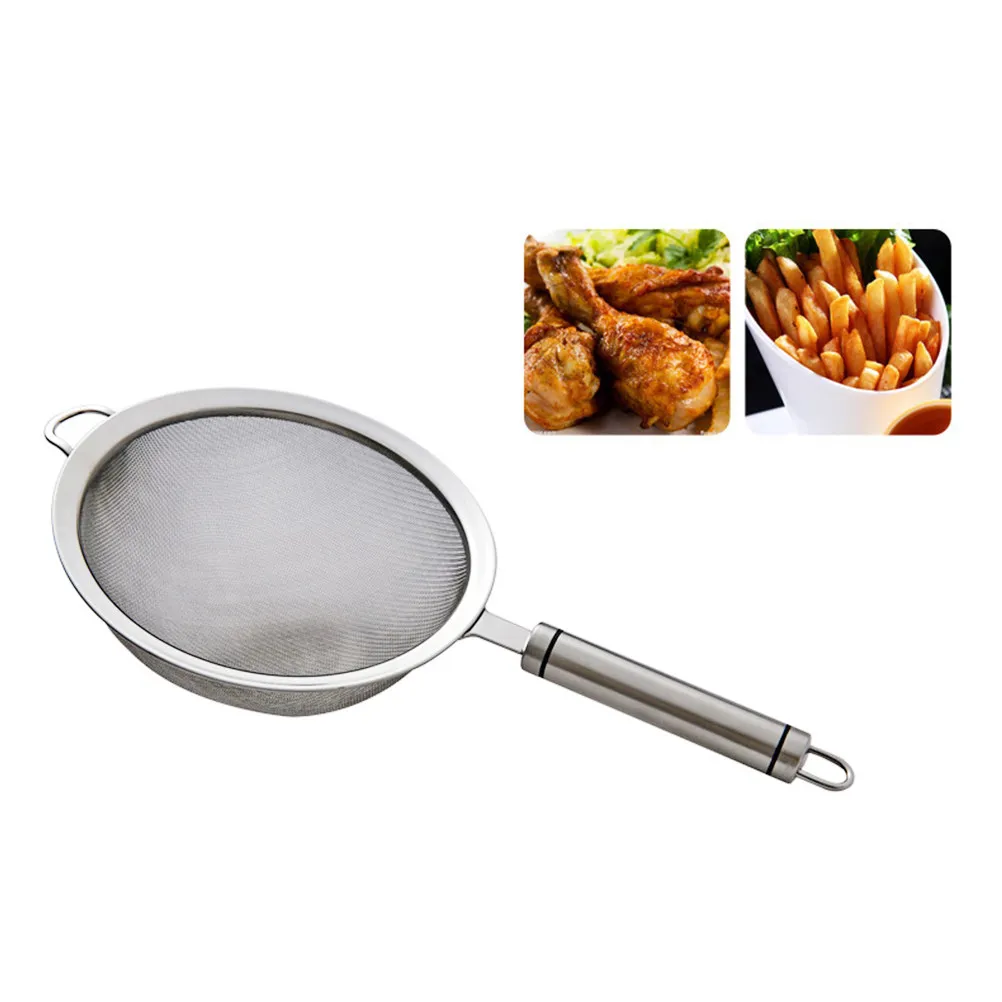 304 Stainless Steel Skimmer Strainer with Long Handle – Rust-Resistant Spiral Mesh Spoon for Pasta, Spaetzle & Noodles