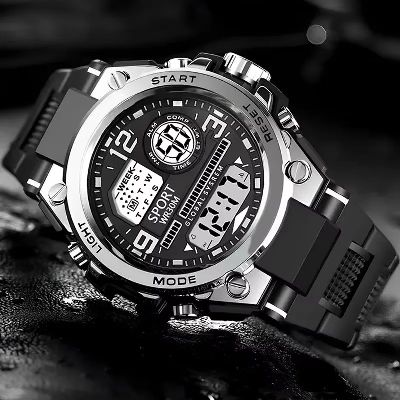 Multifunction Men's Sports Watch Waterproof Luminous Alarm Clock Men LED Digital Watch Large Dial Electronic Wristwatch for Man
