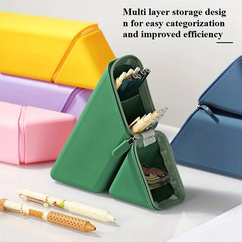 

1 Stylish Silicone Pen Holder, Foldable Pencil Case Holder, Desktop Office And Study Pen Cup Large-capacity Pen Organizer