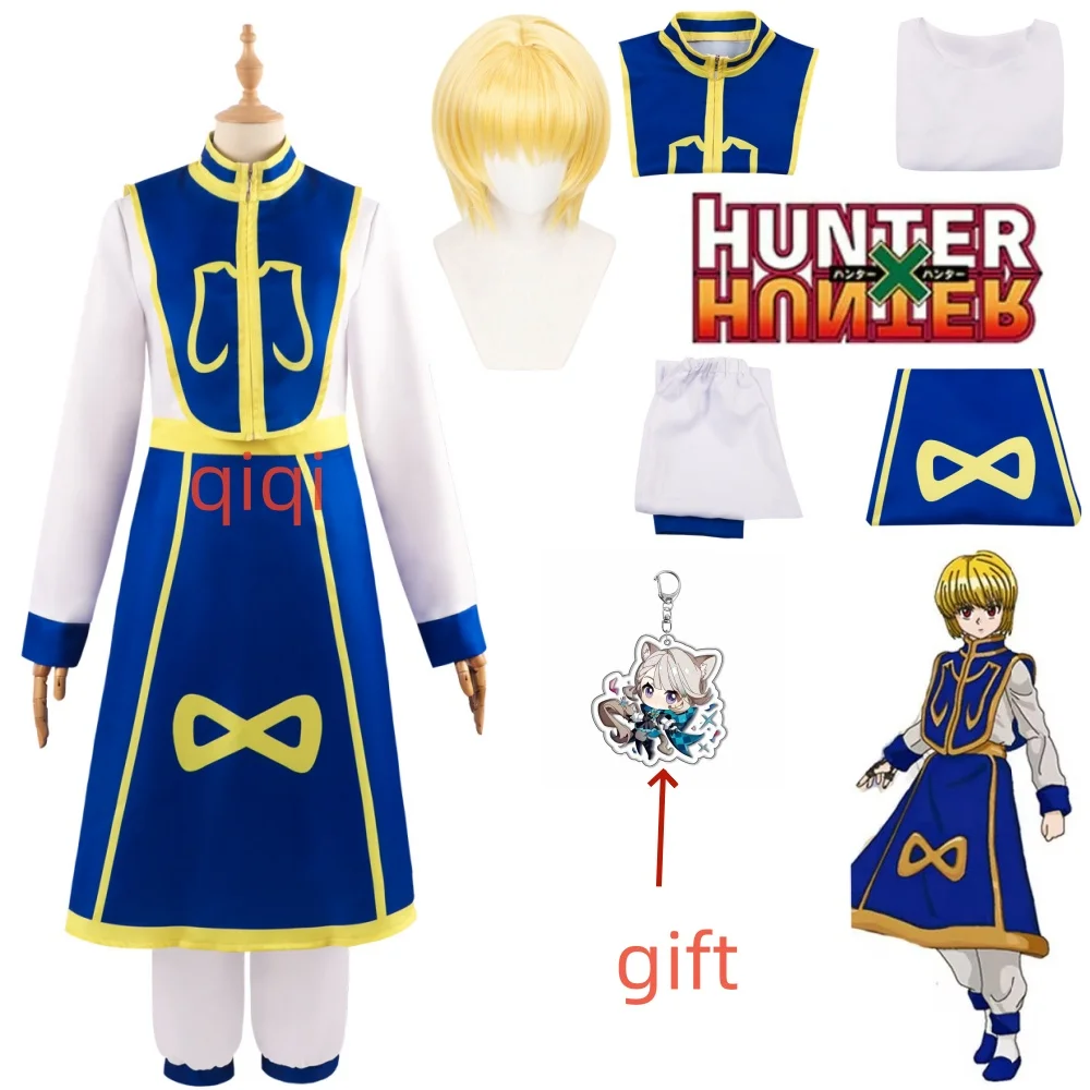 

Anime Manga Hunter x Hunter Kurapika Cosplay Costume Wig Fingers Rings Chain Earrings Anime Uniforms Halloween Party Outfits