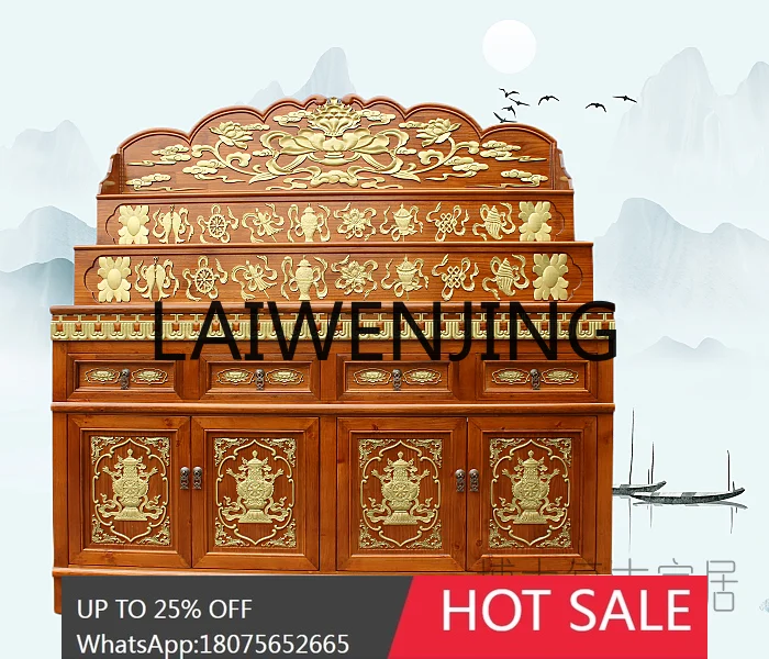 

Tibetan Solid Wood Three-Layer Buddha Niche Altar Altar Chinese Carving Buddha Cabinet