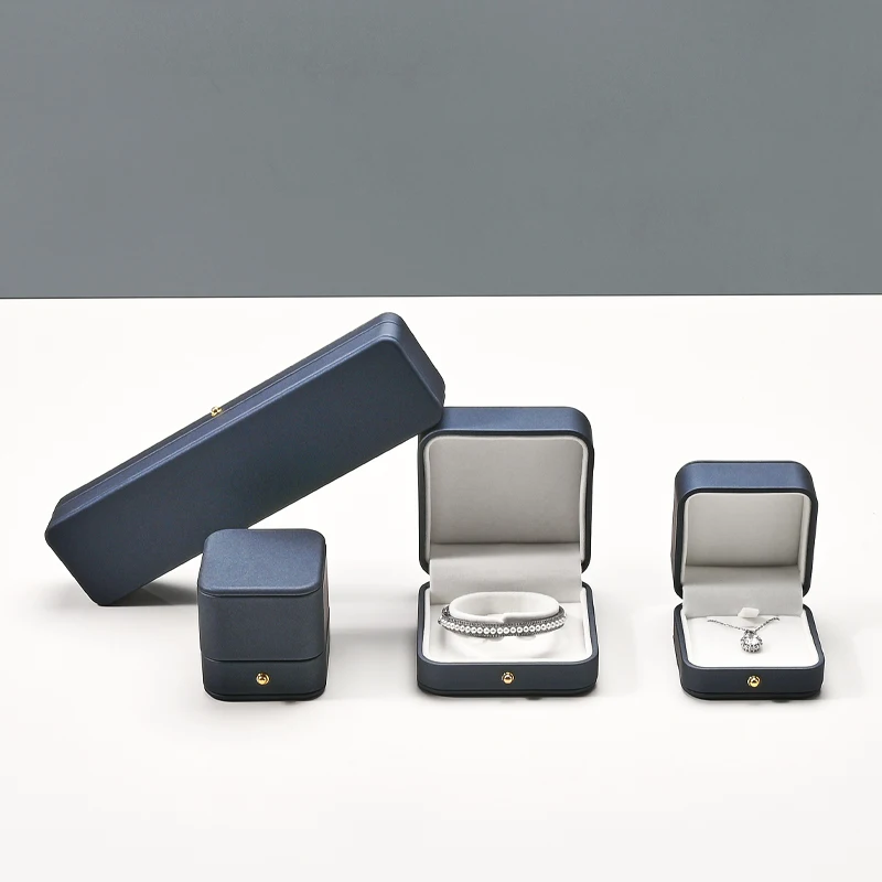 WoodTen خاتم صندوق مجوهرات بولي Leather الجلود مجوهرات المنظم حلقة القرط صندوق قلادة قلادة صندوق اقتراح المشاركة صندوق هدايا الزفاف #5