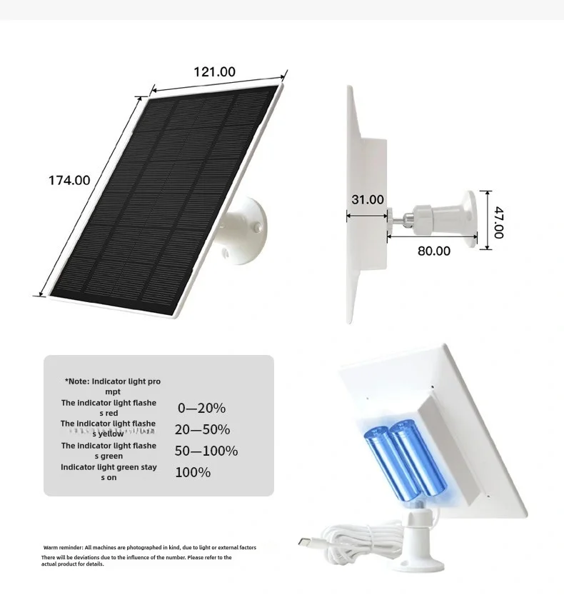 3W Solar Panel Photovoltaic Doorbell CameraConsumption Security Monitoring Built-In 4000MAh Charging Board Home And Outdoor Use