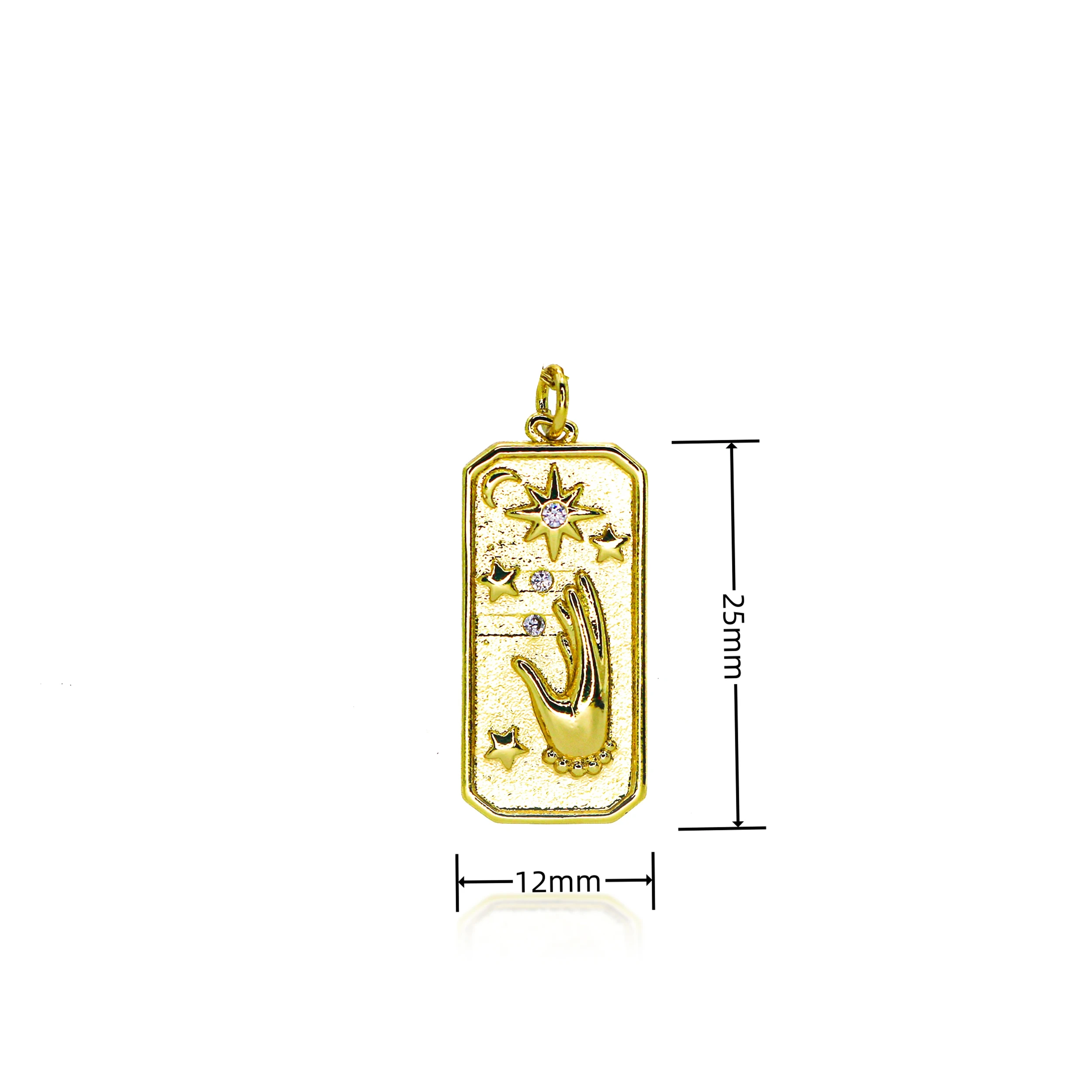 Gold Color Hand Sun Stars Tarot Card Charms for DIY Jewelry Making Rectangle Amulet Tag Pendant for Bracelets Earrings Accessory