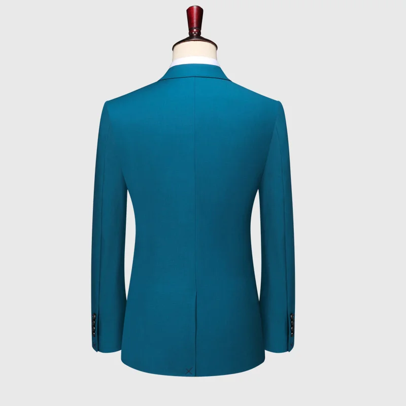 Men Suits Set 100% 130s Wool Fashion Slim Fit Wedding Groom Wear Special Blue Formal Clothing Blazer Pant Prom Evening Jackets