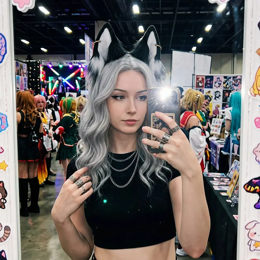 Practical Animal Cat Ears Headband Artificial Faux Furs Gothic Headband Realistic Furry Cosplay Headband Children