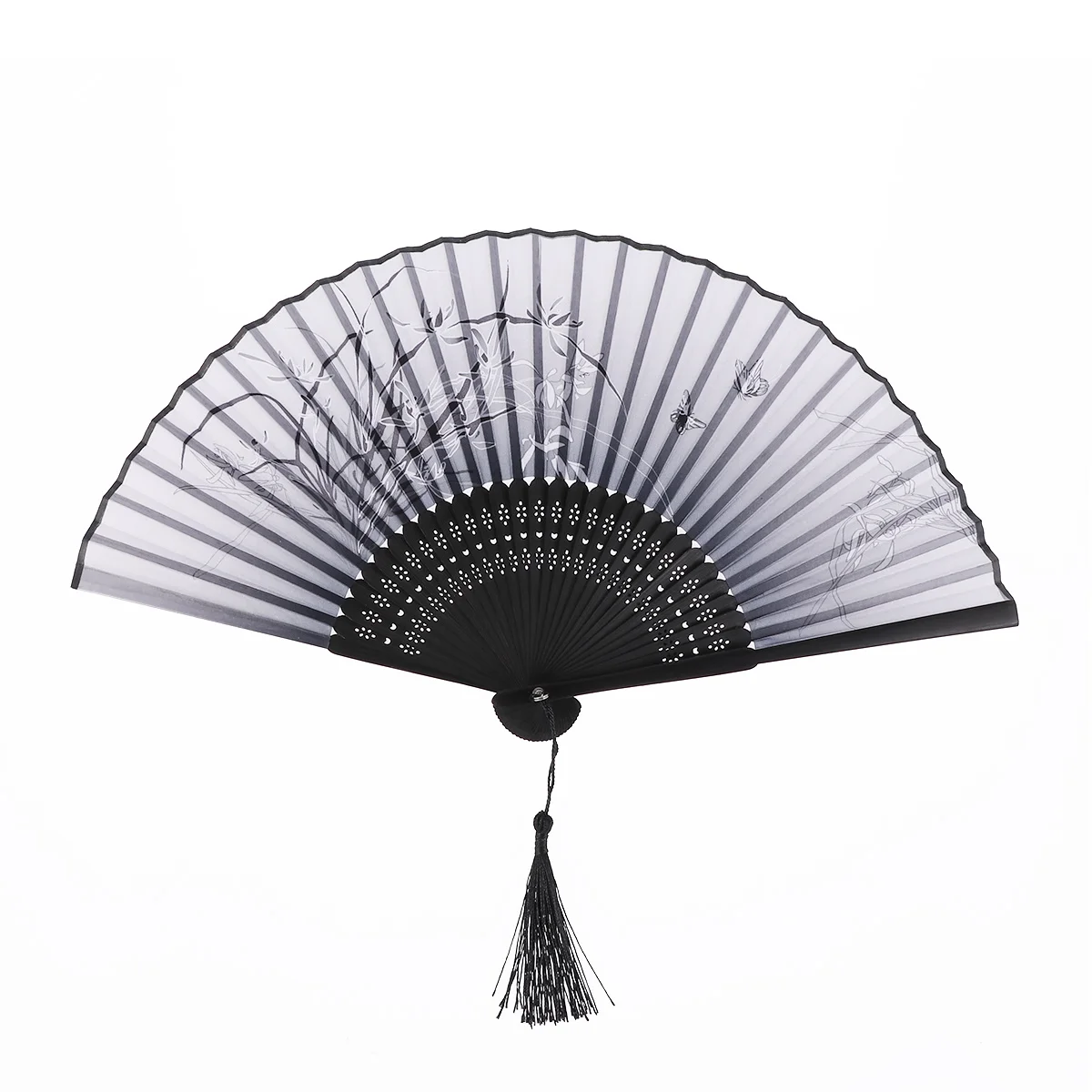 Abanico plegable de bambú, abanico de estilo japonés antiguo, elegante diseño Floral, borla para decoración de baile de boda, verano