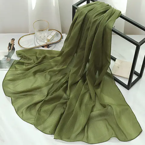 170x70 cm foulard en soie châle solide foulard d'asie du sud-est grand châle de voyage polyvalent texturé en mousseline de soie écharpe Wrap Poncho Hijabs