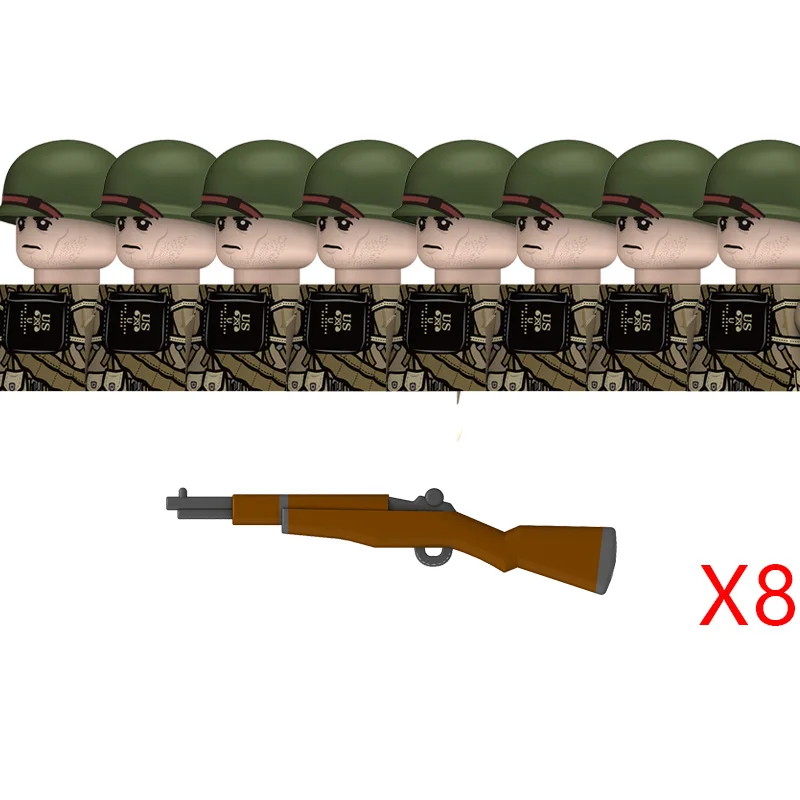 WW2 American Rangers Military Soldeirs Bausteine US Army Infantry Medical Soldeirs Helme Bazuca Waffen Ziegel Spielzeug ﻿