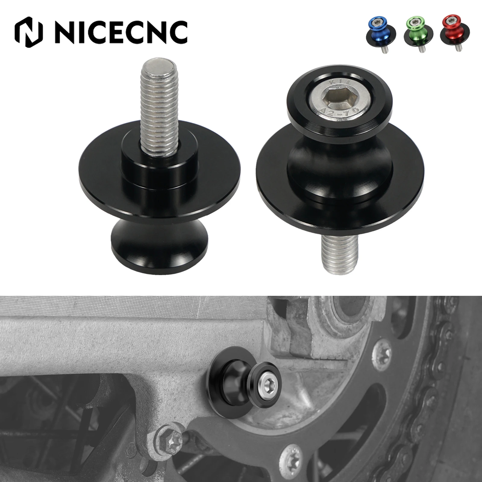 8mm Swingarm Spools Slider Stand For Suzuki GSXR600 GSXR750 GSXR1000 GSR750 GSX1300 SV1000 SV650 SFV650 TL1000R BMW S1000 R HP4