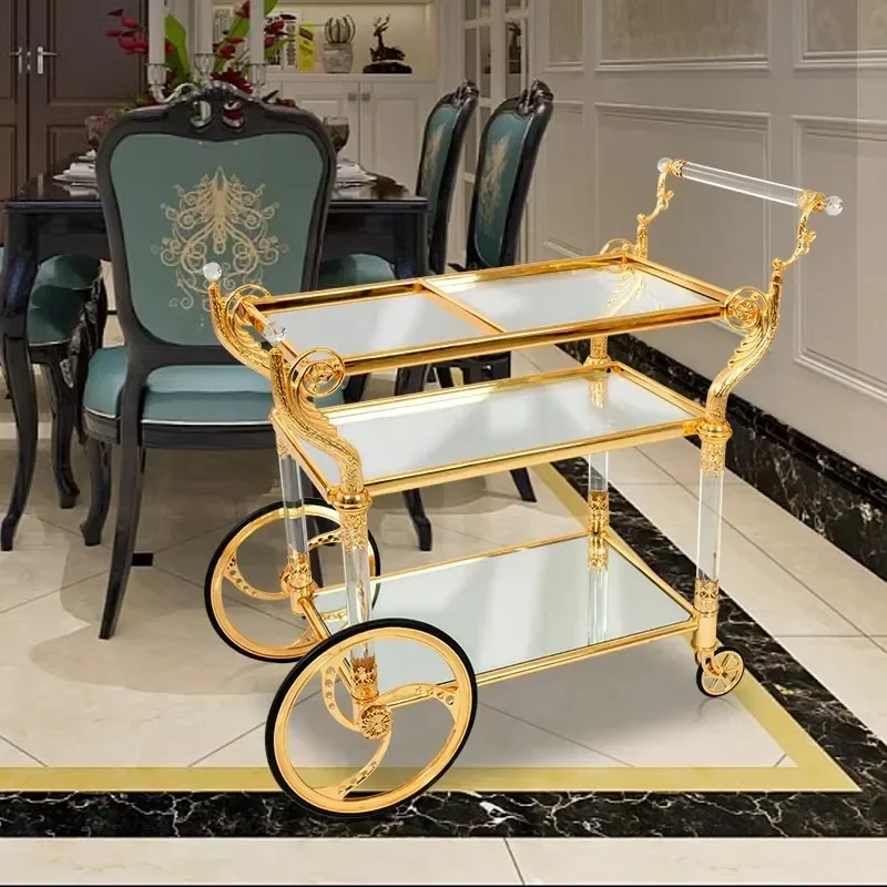 

exquisite craftsmanship Medieval Vintage Hotel Trolley Restaurant Family Cart Gold Copper Trolley