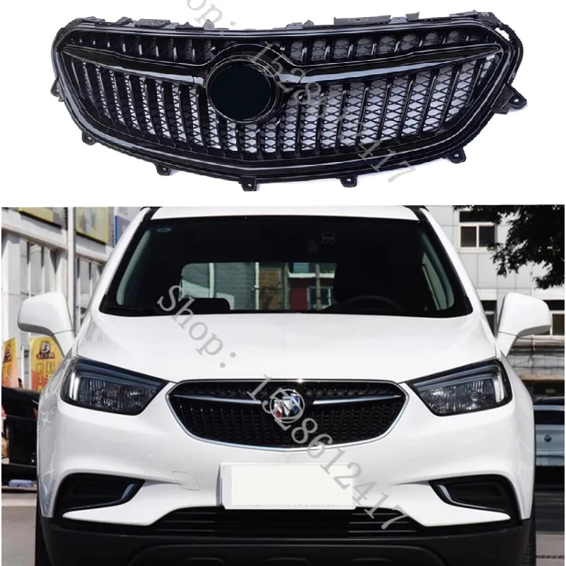 

For Buick Encore 2016 2017 2018 Glossy Black ABS car Accessories Front Grille Around Trim Racing Grills Trim 1PC With logo