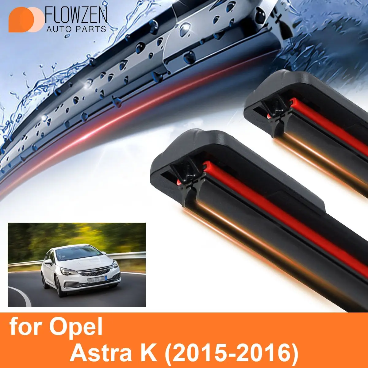 Car Windshield Wiper Blades for Opel Astra K Double Rubber Frameless Bracketless Car Wipers Universal Soft Accessories 2015 2016