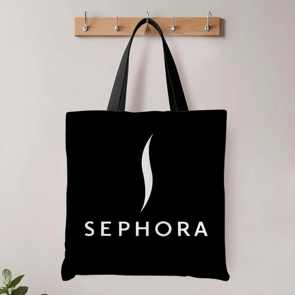 S-SEPHORA Aufbewahrungstaschen mit Mode-Logo, große, umweltfreundliche Canvas-Einkaufstasche, Schultertasche, Handtasche für den täglichen Gebrauch – Detail 13