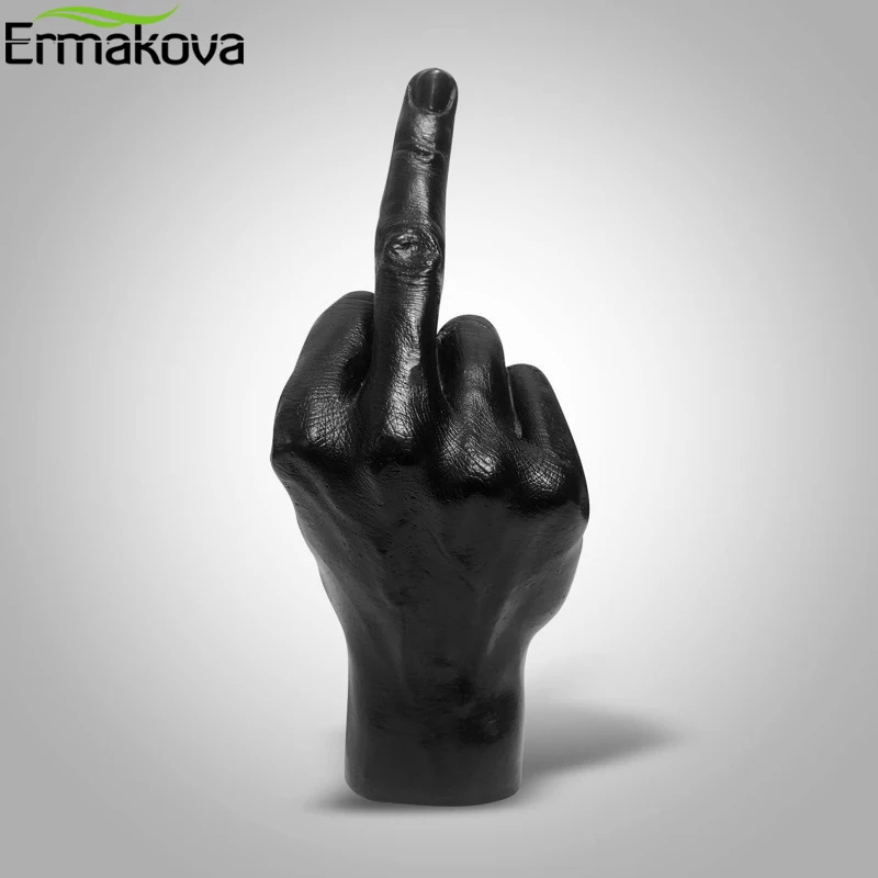 ERMAKOVA Personalized Middle Finger Statue Ornament Home Desk Decoration Accessories Resin Craft Desktop Figurines Living Room