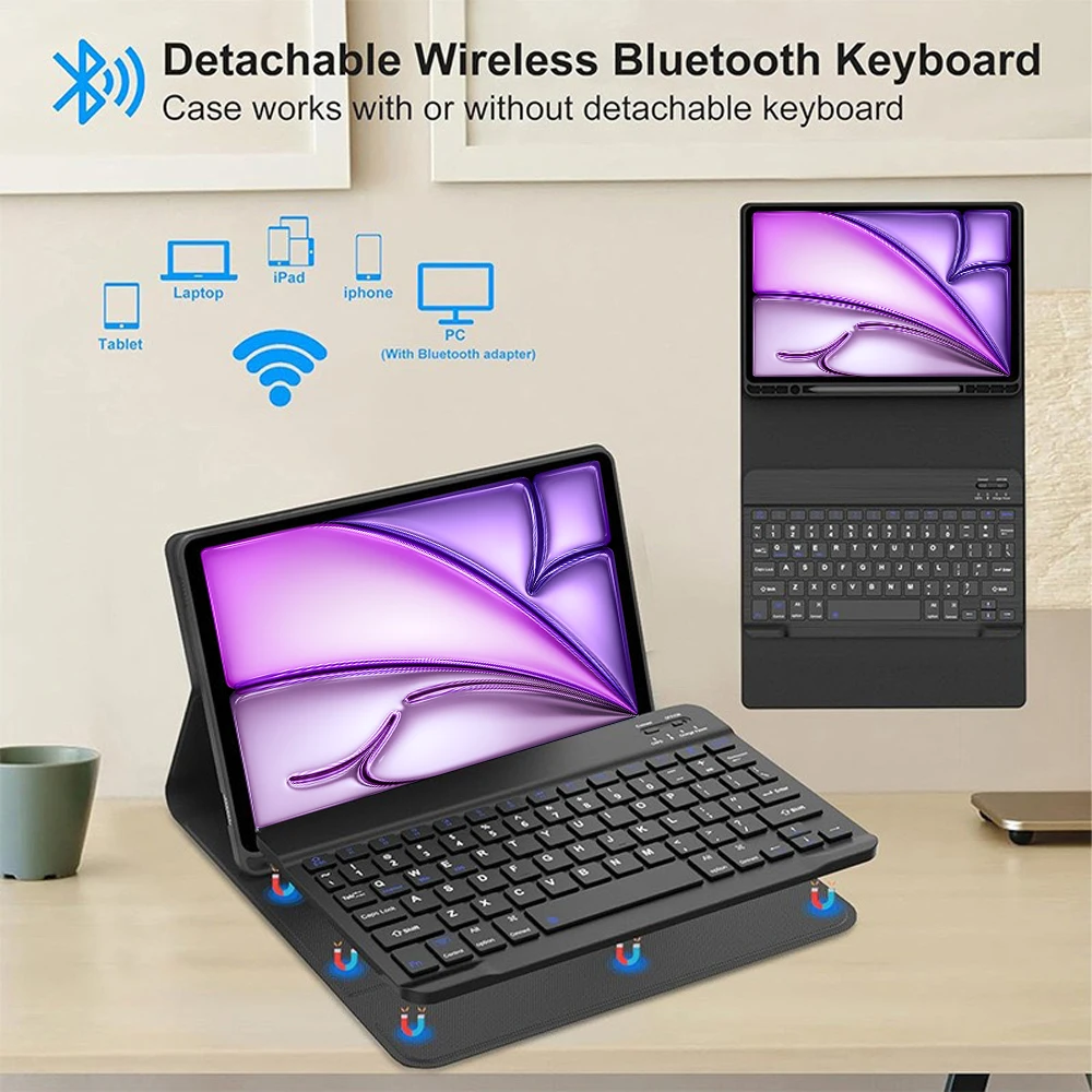 Case For iPad Air 11 Inch M2 2024,Magnetic Keyboard Case for iPad Air 11In A2902 A2903 A2904,for iPad Air Smart Stand Cover