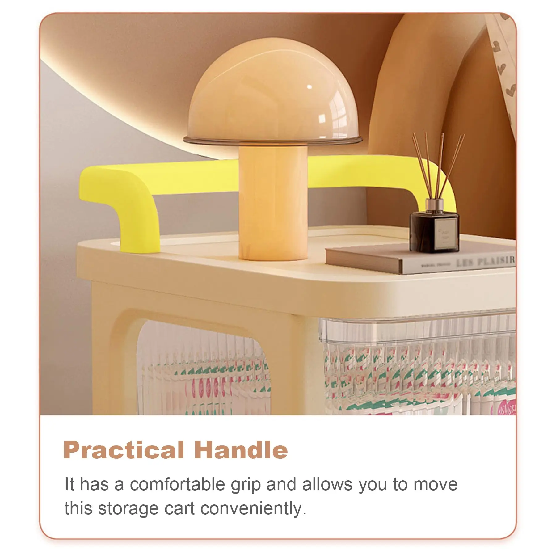 عربة تخزين بلاستيكية مكونة من 5 طبقات مع أدراج وعجلات، وخزانة تخزين دوارة مع مخزون علوي ومقبض لغرفة المعيشة وغرفة النوم،