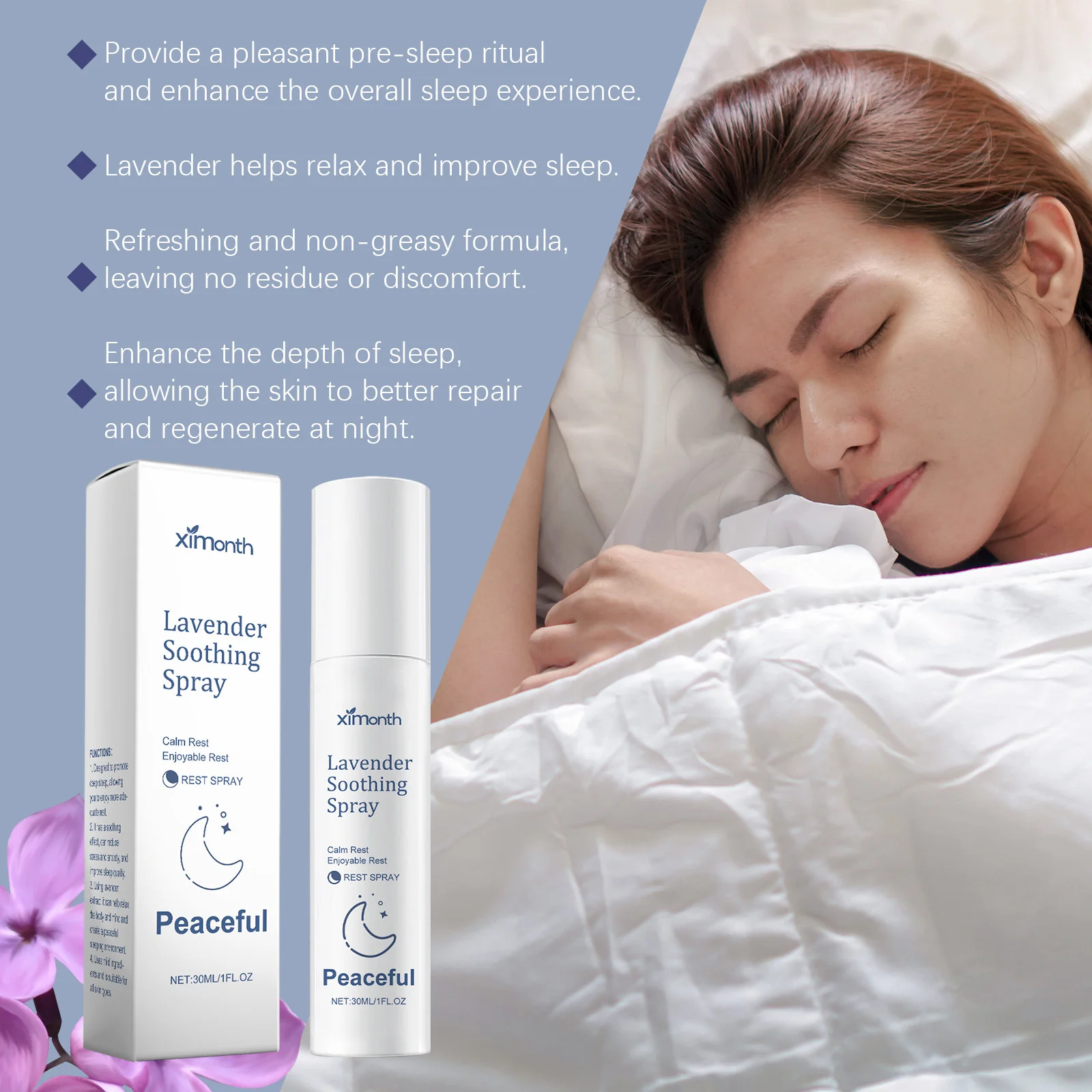 Lavender Sleep Spray Stress Anxiety Relief Insomnia Therapy Improve Sleep Quality Calm Emotions Relaxation Body Soothing Spray