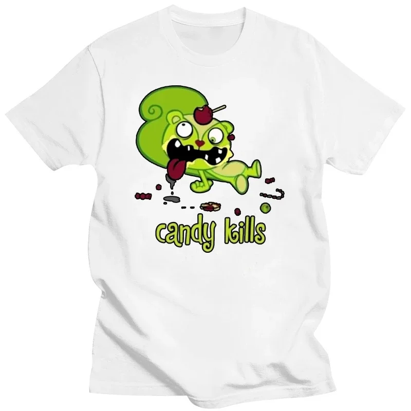 Mens New  Clothing Summer  Cotton HAPPY TREE FRIENDS CANDY KILLS T Shirt Short-Sleeve Casual O-Neck T Shirts