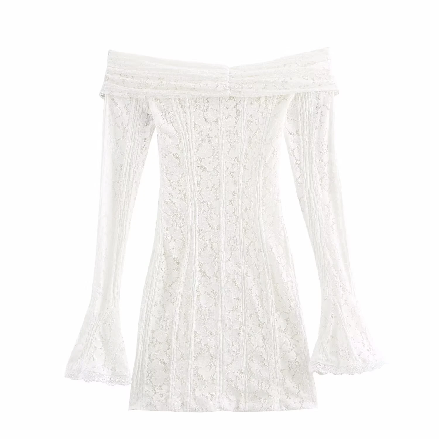 فستان نسائي جديد من JNLEAOG لفصل الخريف بتصميم عصري بكتف واحد ودانتيل قصير على الطراز الفرنسي بخصر مرتفع وأكمام طويلة من البو... #5