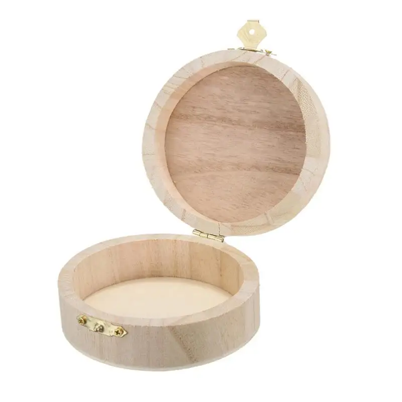 9.8*9.8*4.3cm Round Wooden Box Jewelry Watch Ring Necklace Bracelet Gift Wooden Storage Box