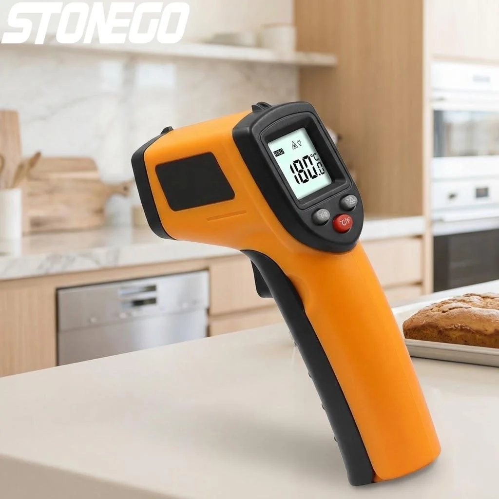 

Портативный инфракрасный термометр, бесконтактный лазерный измеритель температуры поверхности для приготовления пищи, гриля, духовки, пиццы, контроля безопасности продуктов