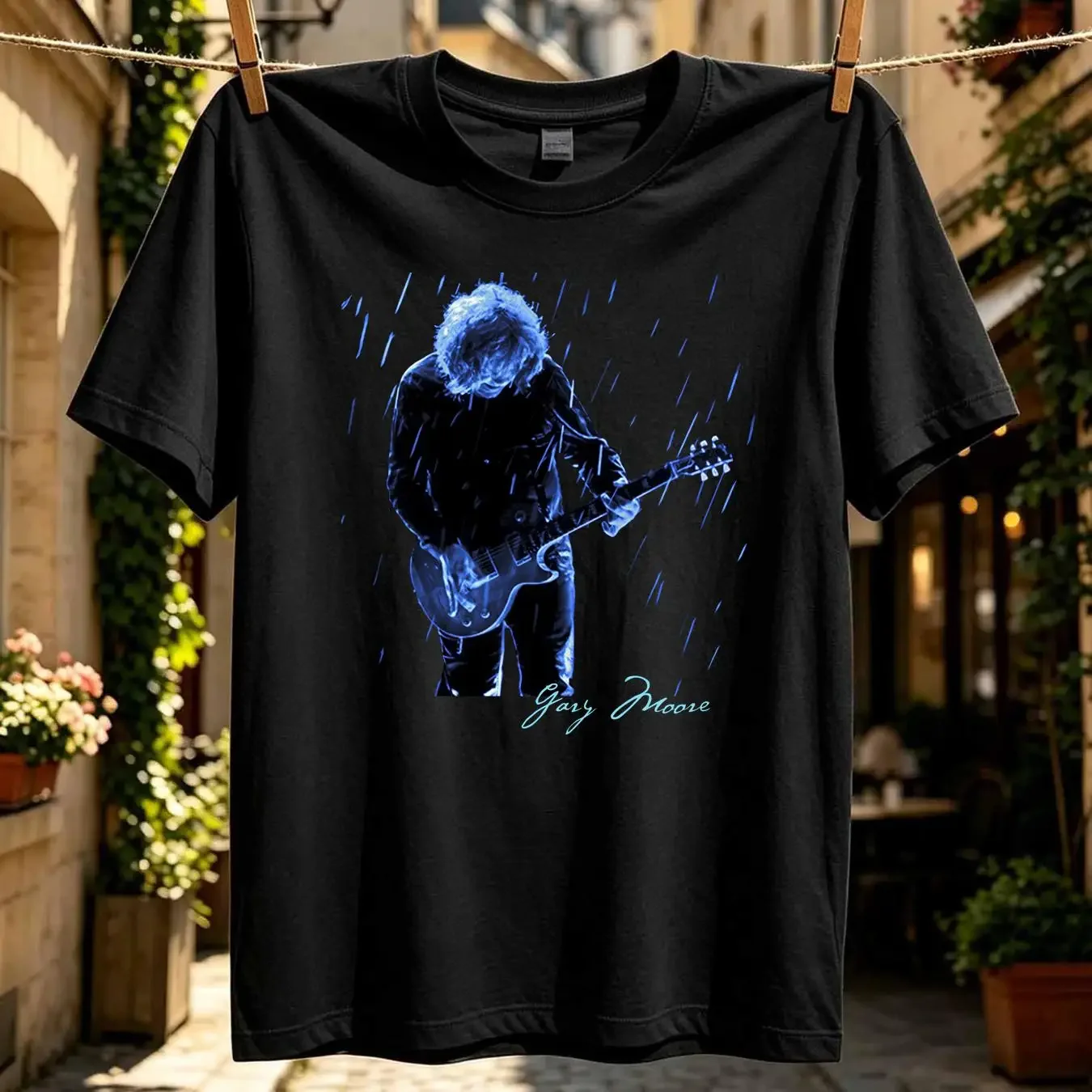 washed T Shirt Gary Moore In Memoriam Black All Size Cotton Men long or short sleeves vintage Washed designer clothes