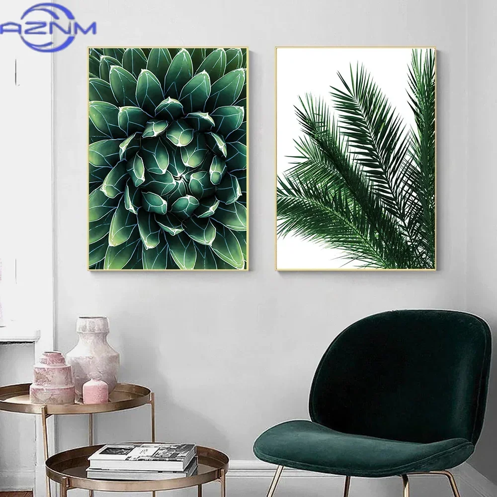 AZNM Green Botanical Bathroom Wall Art, Monstera Leaf Prints with 