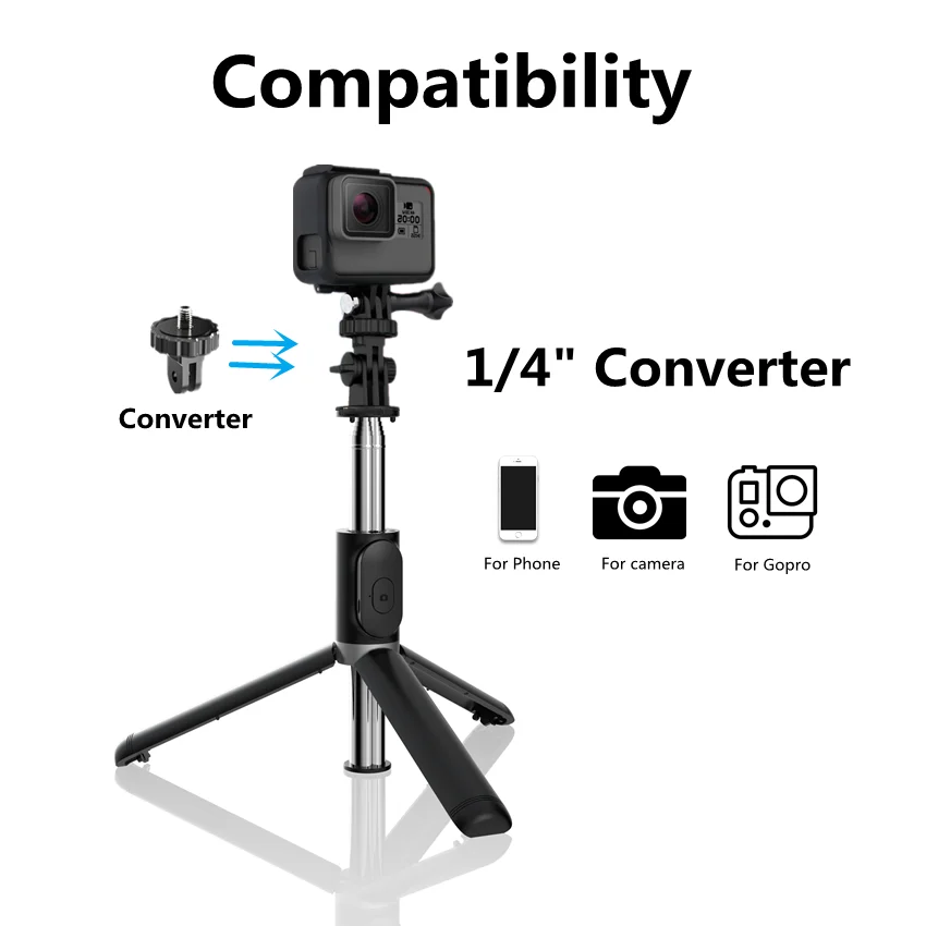 FANGTUOSI بلوتوث Selfie عصا ترايبود صغيرة 4 في 1 Selfie عصا-360 درجة دوران حامل للهواتف الذكية ل Gopro عمل الكاميرا