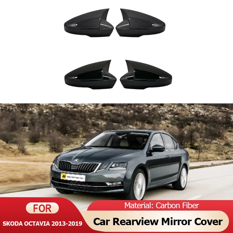 

for Skoda Octavia Scout 5E Mk3 2018 2013~2019 Carbon Fiber Car Exterior Side Car Rearview Mirror Cover Trim Accessories Styling