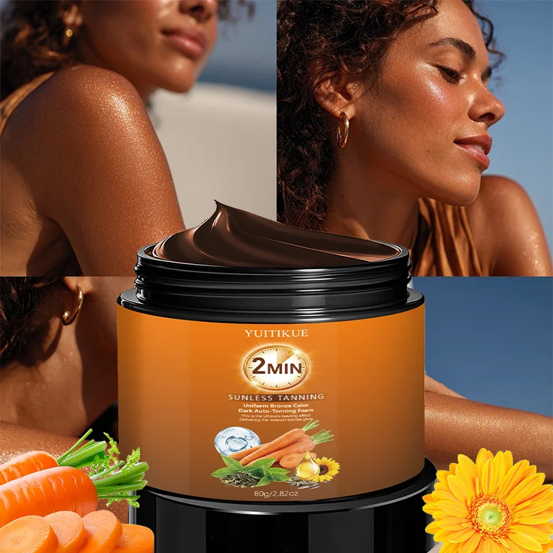 YUITIKUE 80g Dark Auto Tanning Foam No Sun Needed Smooth Hydrating Skin Create Even Healthy Bronze Body Tanning Cream
