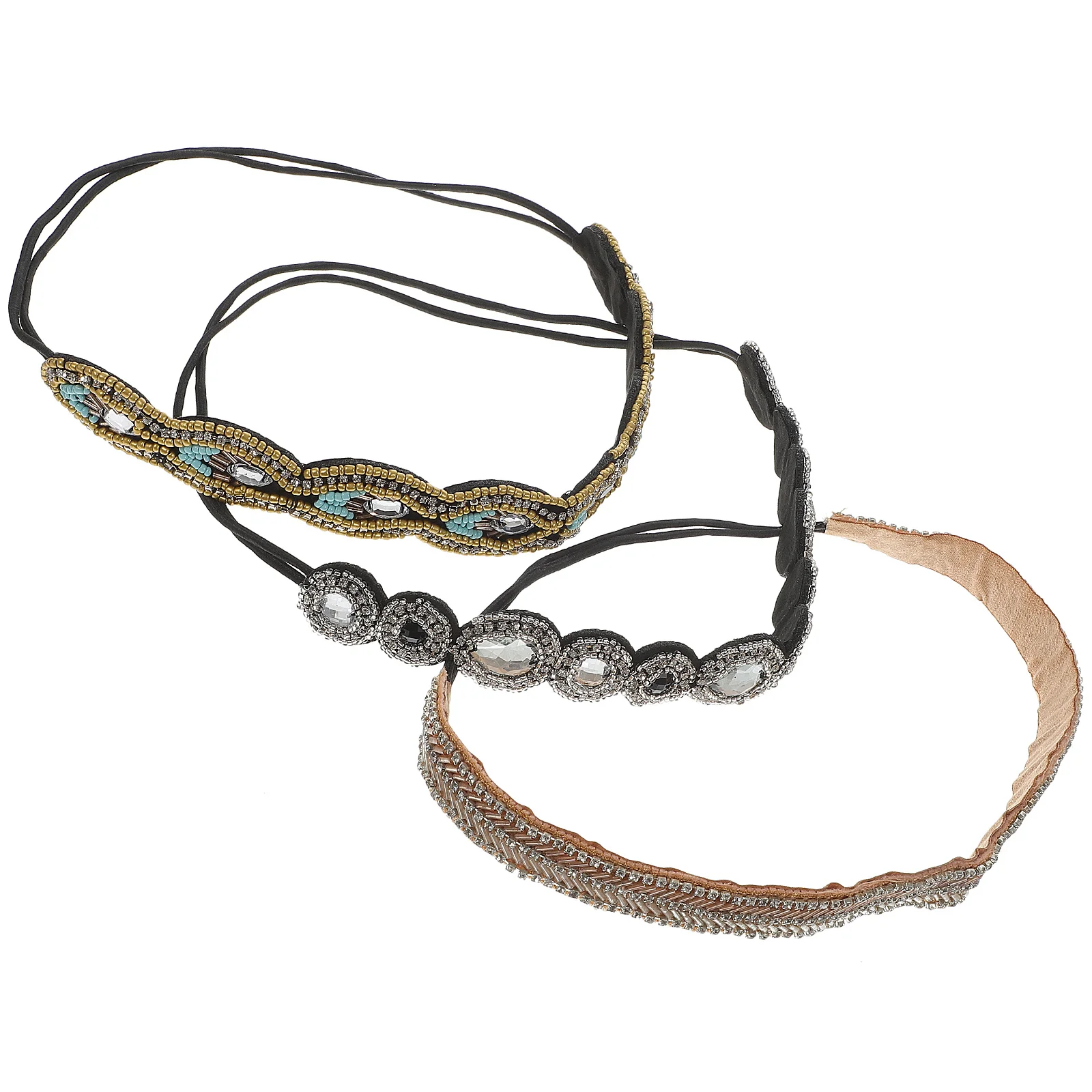 3 stuks strass hoofdband haarband rekbaar voor dames feest bruiloft dagelijks gebruik blauw goud roze