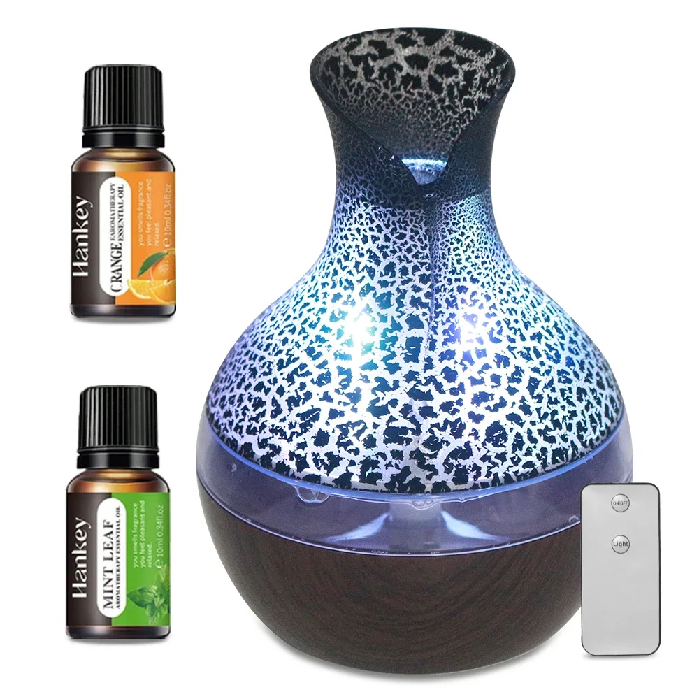 300ml Aromatherapy Essential Oil Diffuser with Remote Control & 2 Oils, 7 Color Changing LED Lights Cool Mist Humidifier for Spa