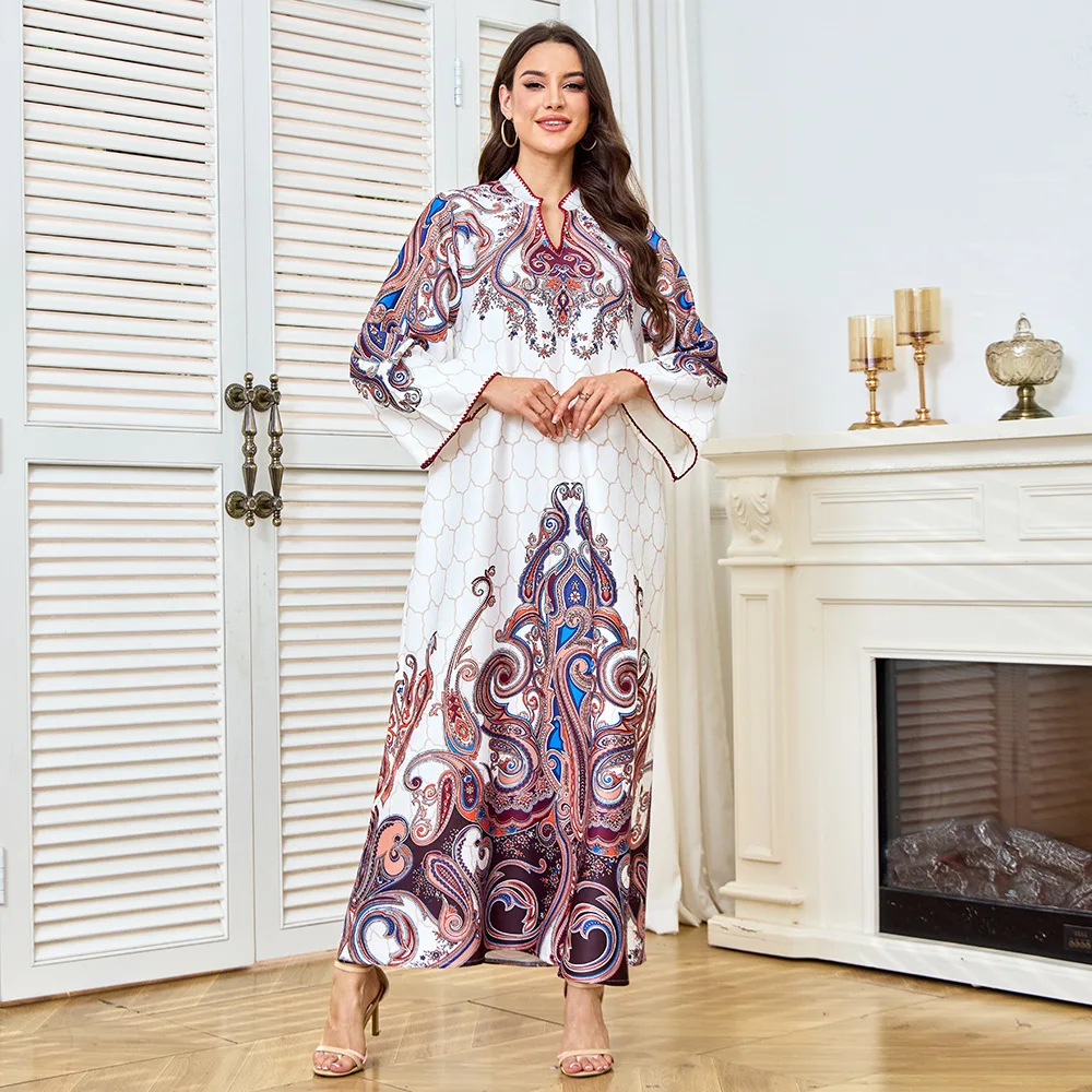 

Best-selling Women's Robe, New Printed Long Skirt With Large Hem, Women's Dress, Abaya Abaya Ramadan Dubai Luxury Islam Elegant