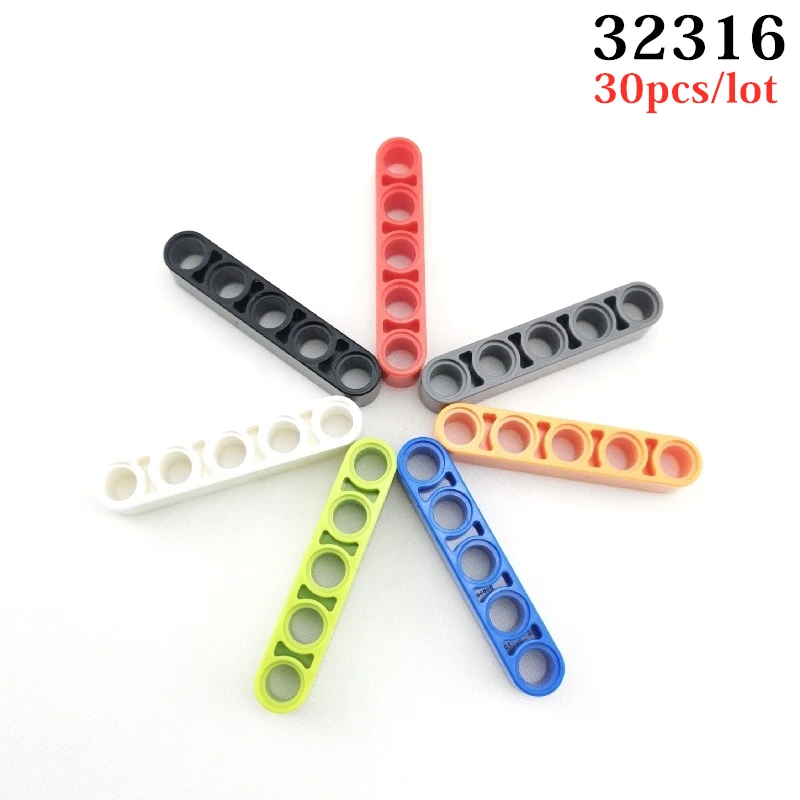 30Pcs/lot 32316 High-Tech 1x5 Holes Liftarm MOC Building Blocks Parts Assembles Car Particles DIY Educational Bricks Kids Toys